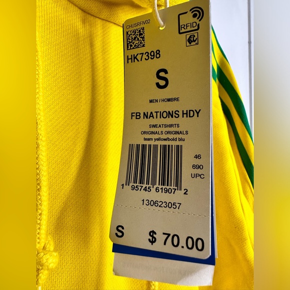 Adidas men’s yellow hoodie. NWT!  Size Small - Picture 7 of 12